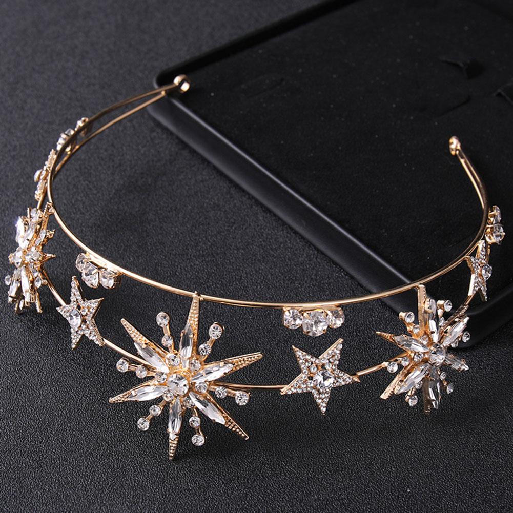 Women'S Fashion Layering - Star Shapedcrown Sparkling Rhinestone Double Layer