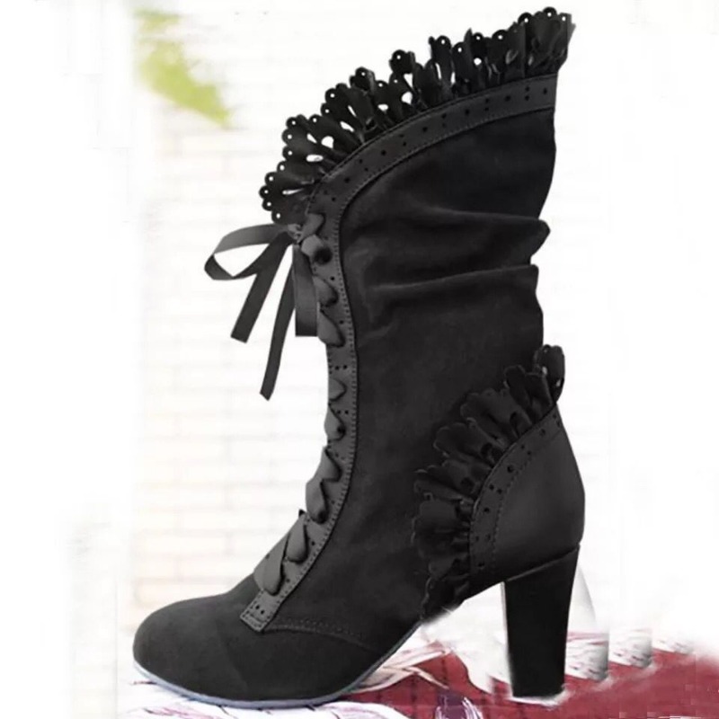 Women'S Fashion Victorian - Winter Lace Up Ladies High Heel