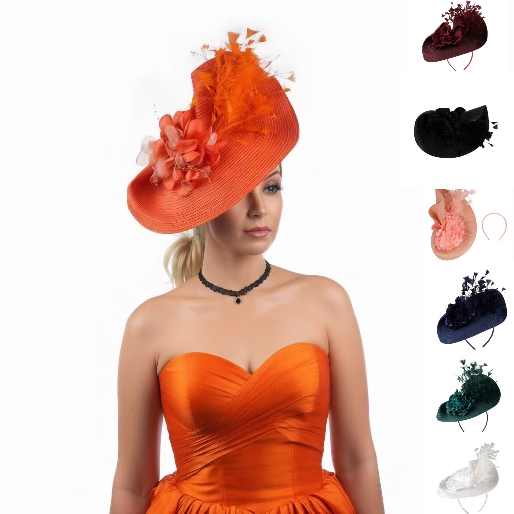 Women'S Fashion Kentucky Derby - 2026Exaggerated Straw Feather Fascinator Hat Tea