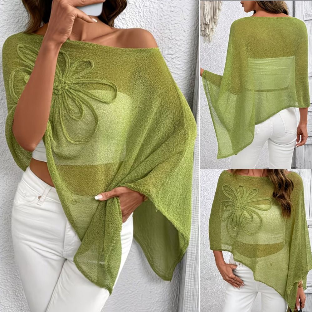 Asymmetric Top Women - Off Shoulder Poncho Tops Sheer Design