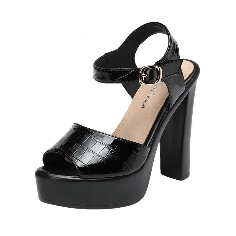 Women Fashion Trend 2025 - 10cm 13cm Fashion Genuine Leather Sandals