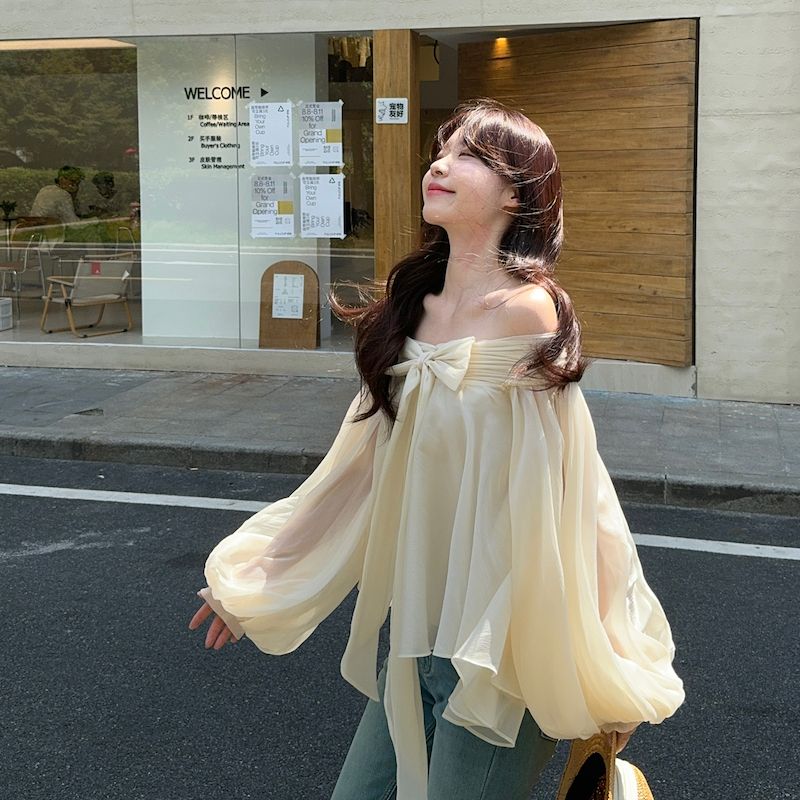 French Style Off Shoulder Puff - Asymmetric Top Women review and price