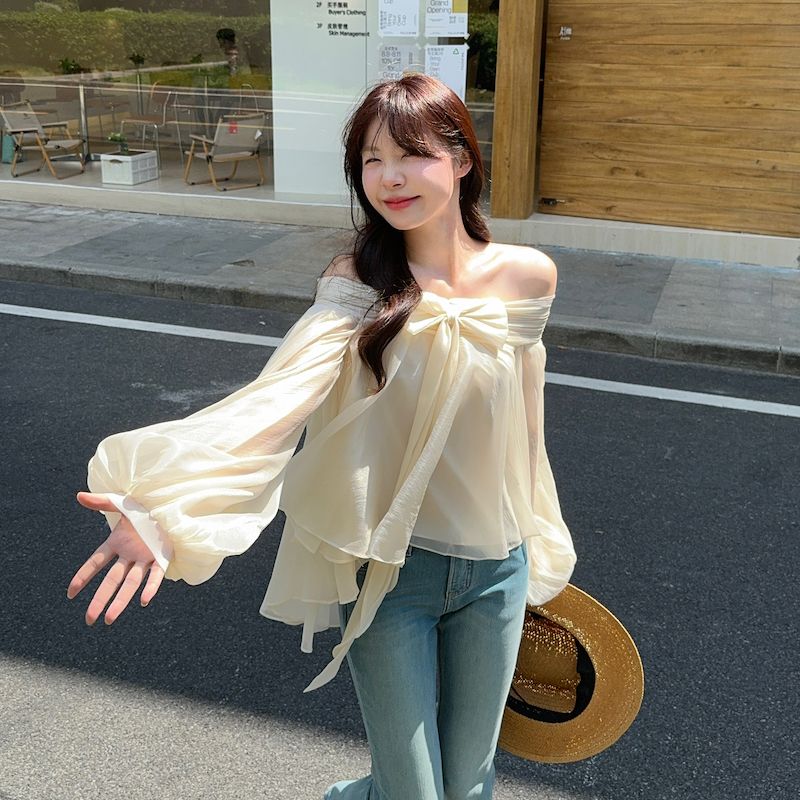 French Style Off Shoulder Puff - Asymmetric Top Women review and price
