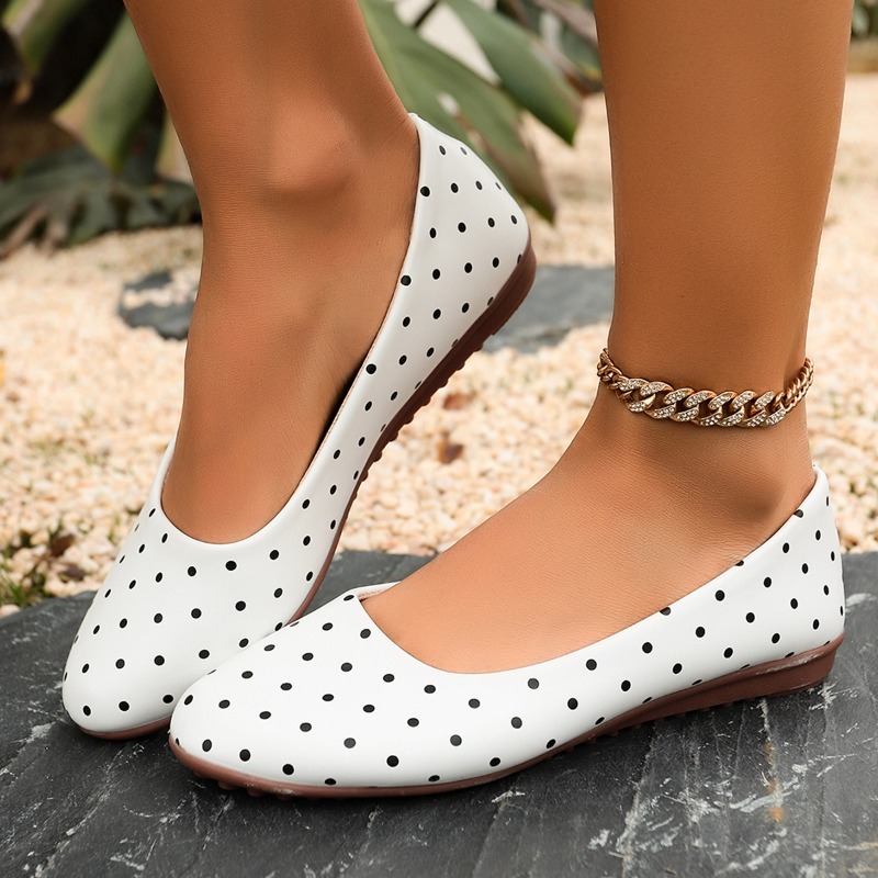 Ladies White Polka Dot Flats R - Women'S Fashion Walking Shoes review and price