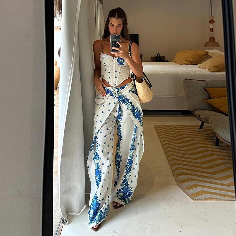Sexy Printed Vest Trouser Wome - Wide Leg Palazzo Pants review and price