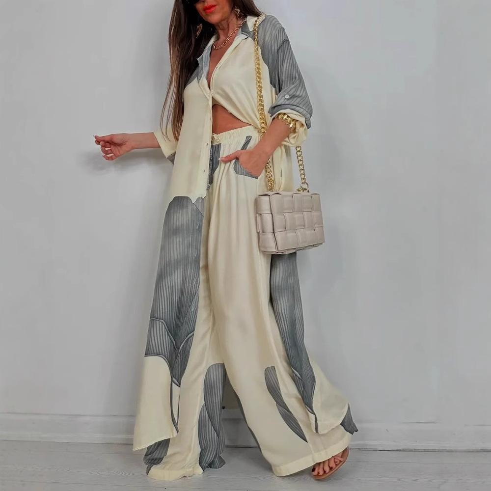 Elegant Lady Set Printed Long  - Wide Leg Palazzo Pants review and price
