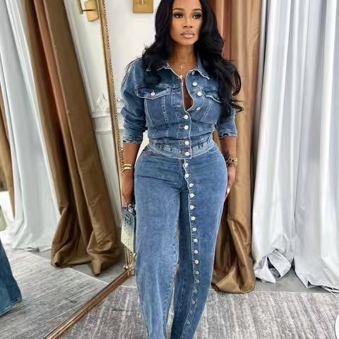 Jeans Suit Women Denim 2 Piece - Women'S Fashion Denim Jacket review and price