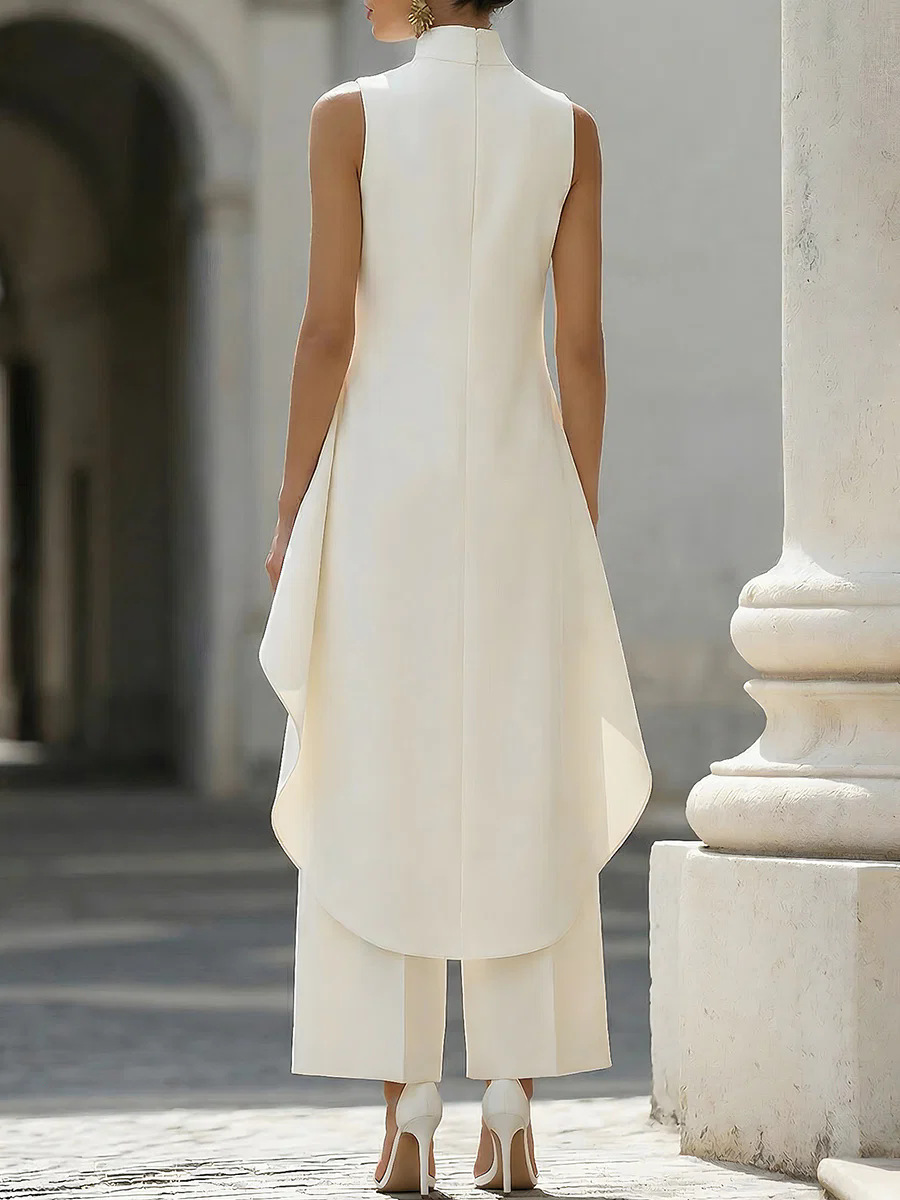 Women Stand Neck Sleeveless La - Wide Leg Palazzo Pants review and price