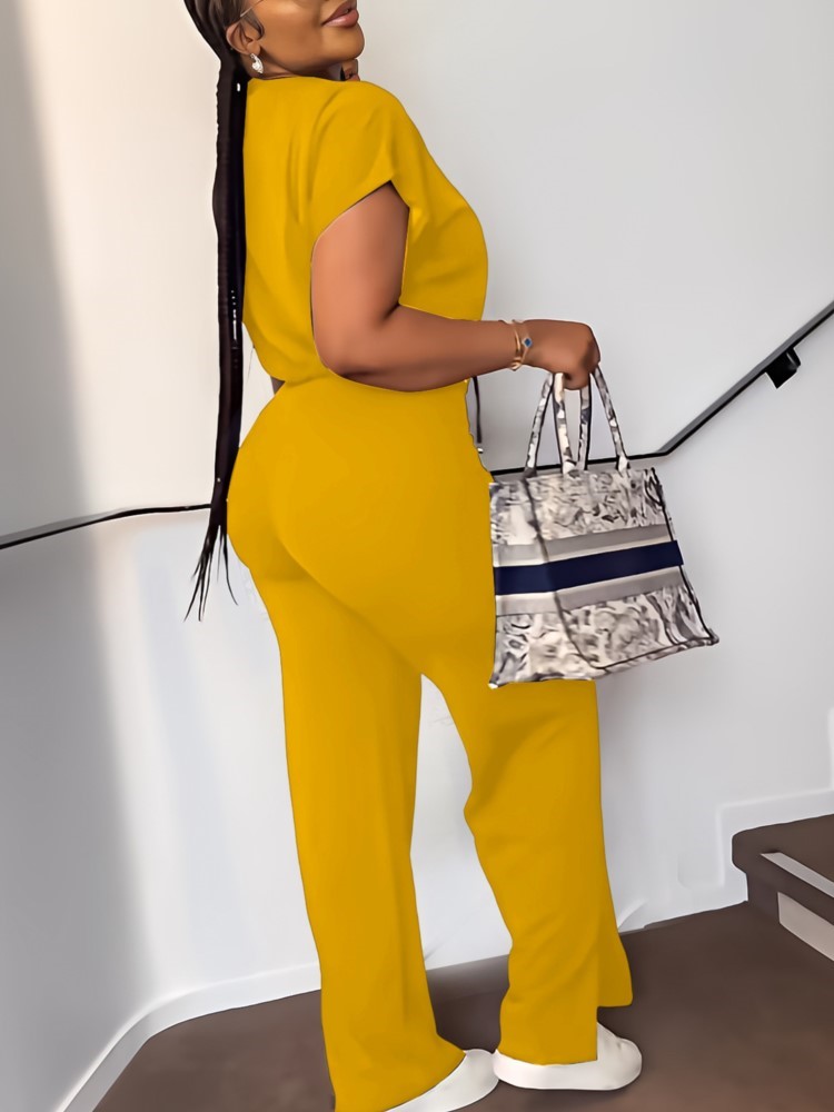 Women Casual Round Neck Drawst - Wide Leg Palazzo Pants review and price