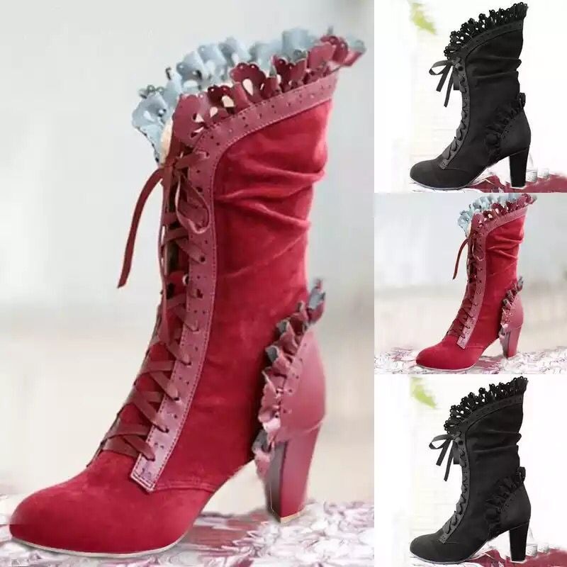 Winter Lace Up Ladies High Hee - Women'S Fashion Victorian review and price
