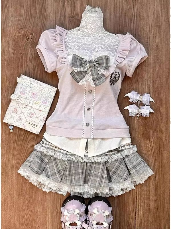 Women's pink lace patchwork to - Women Fashion Outfits review and price