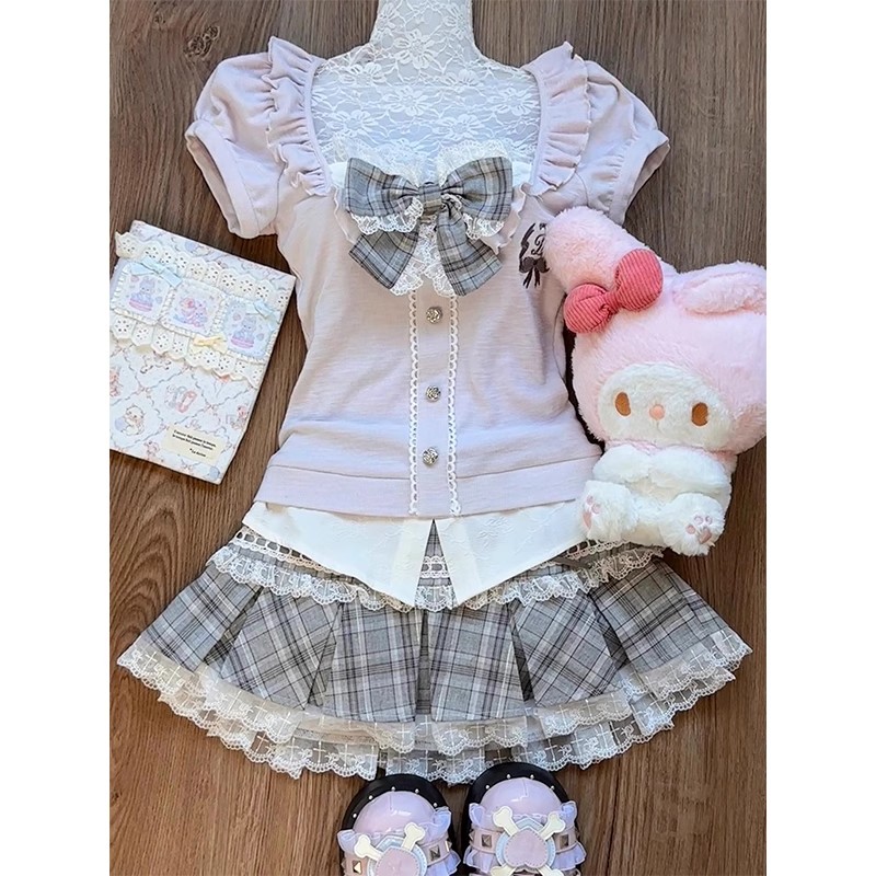 Women's pink lace patchwork to - Women Fashion Outfits review and price