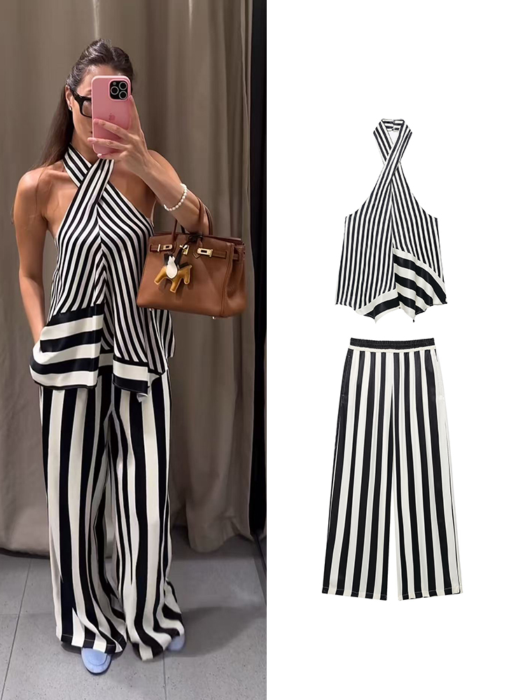 TFMLN 2026 Women's Stripe Halt - Wide Leg Palazzo Pants review and price