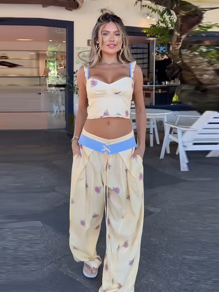 Sexy Print Vest Pants Women Se - Wide Leg Palazzo Pants review and price